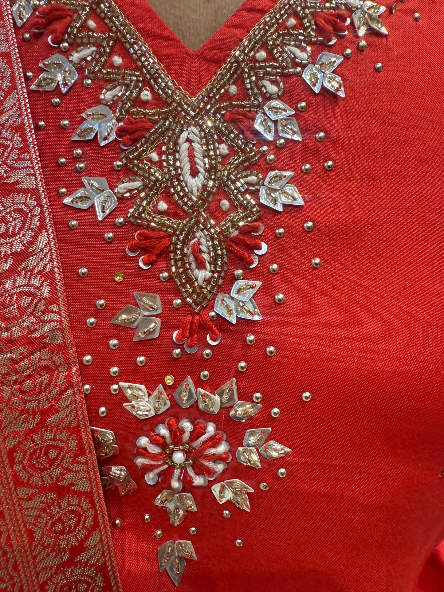 Red Dola Silk Printed Kalamkari Dupatta