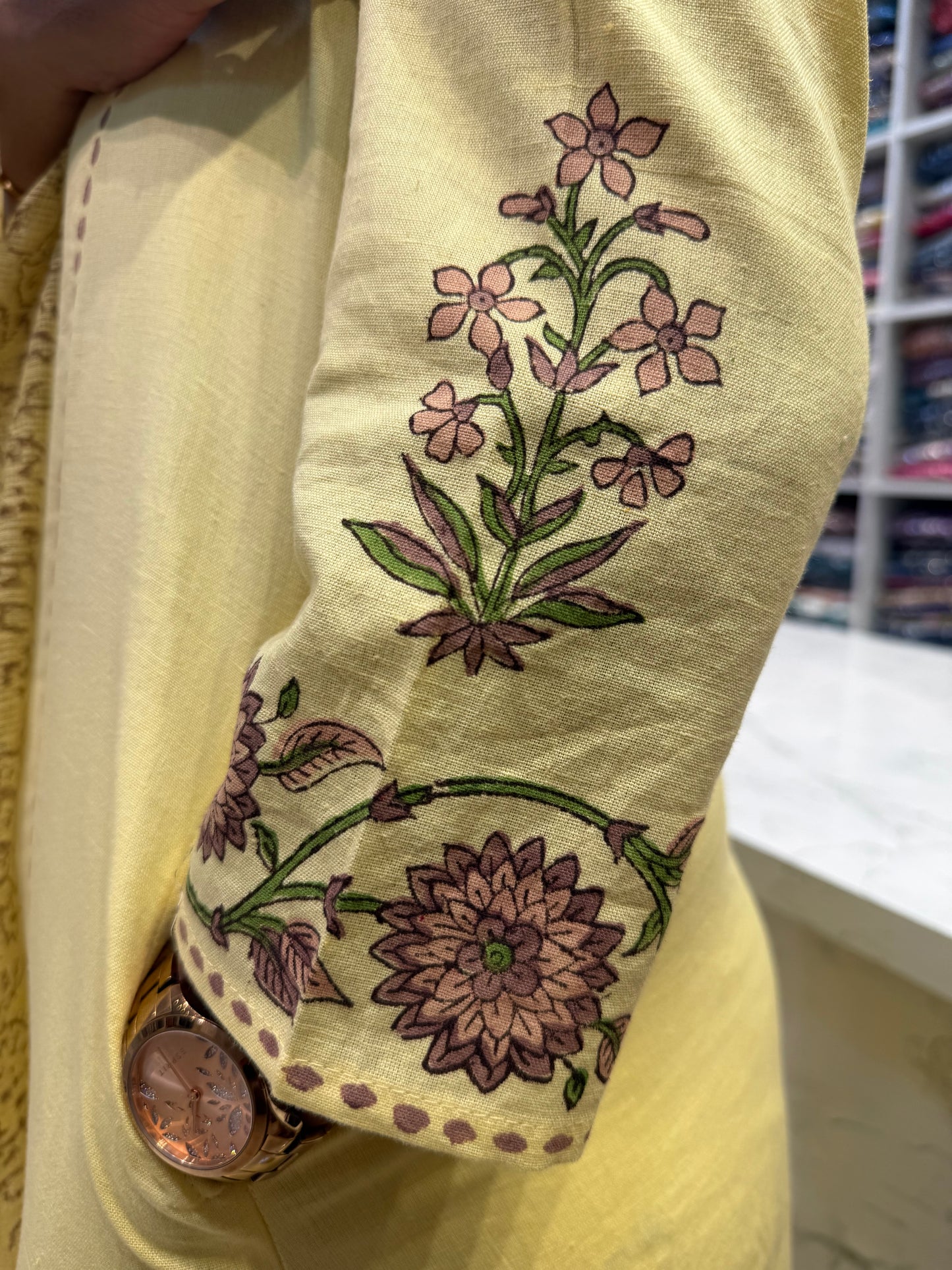 Lemon Yellow Pure Cotton Flex Embroidery Kurti With Pant and Dupatta - HSC1146