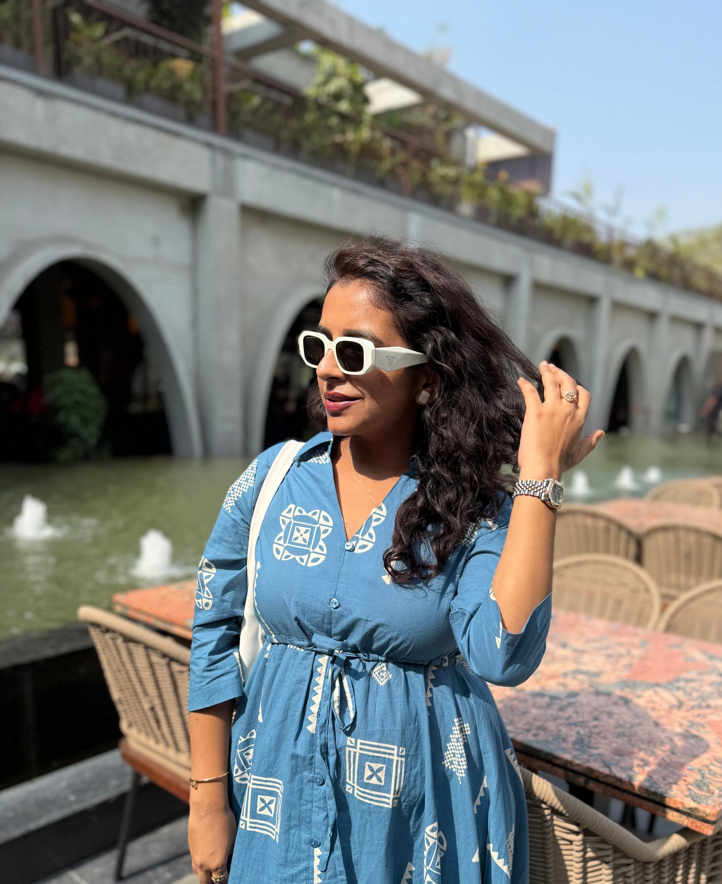 Sky Blue Pure Cotton Maxi Dress