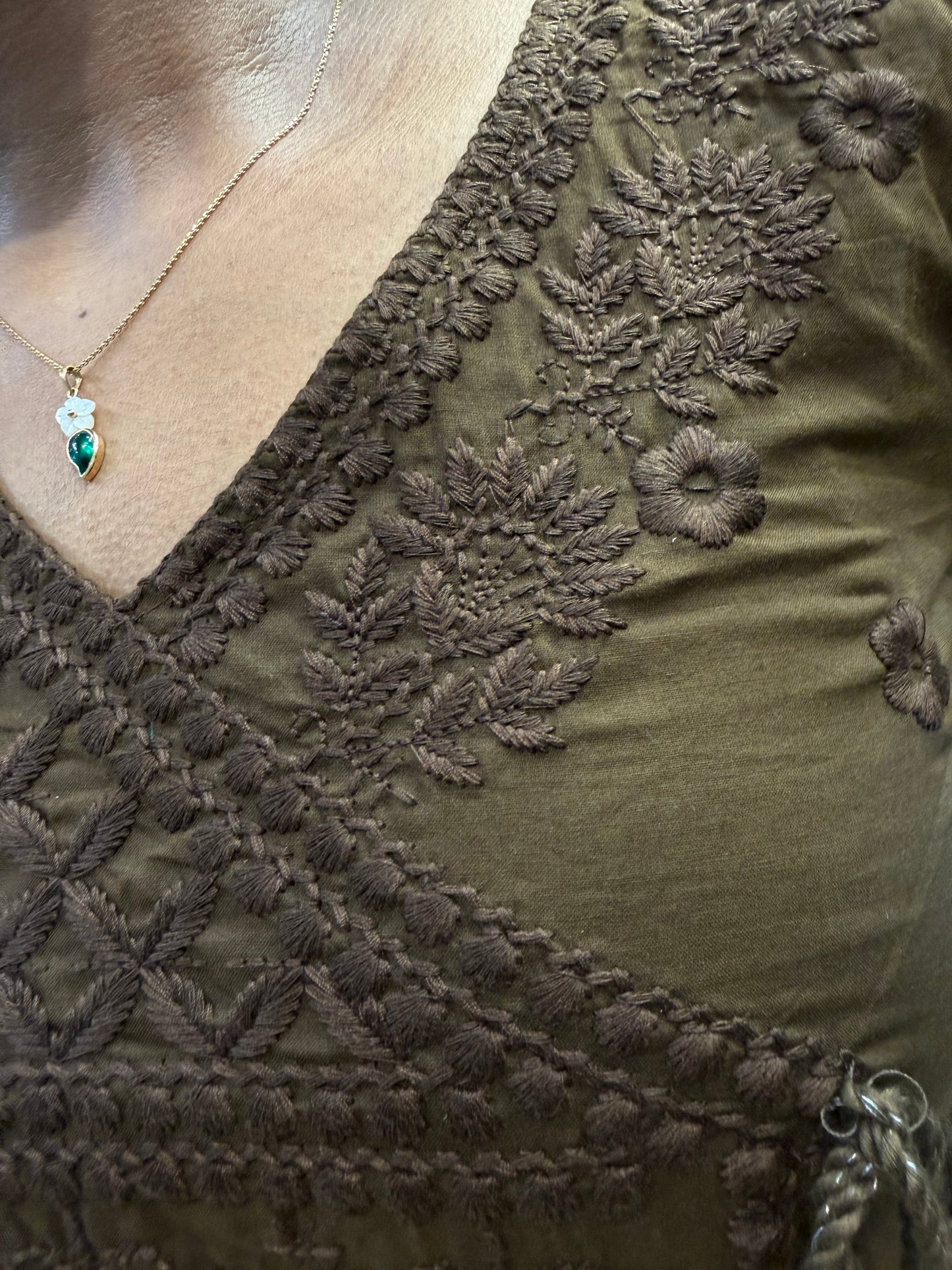 Coffee Brown Chikankari Embroidery Kurti With Pant and Dupatta-HSC163