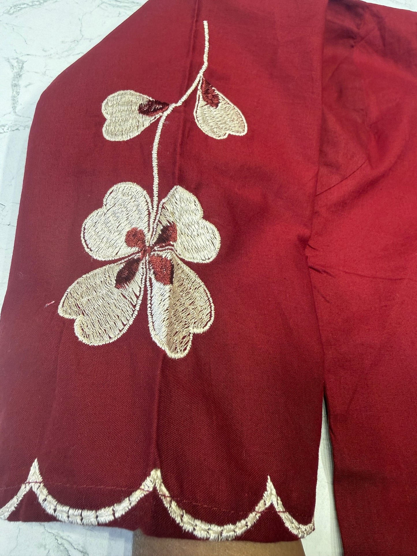 Marron Scallop cut Cotton Co-ords set-HSC180