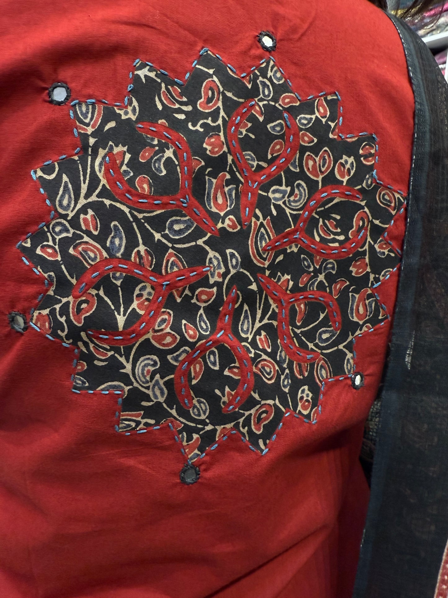 Marron Back Embroidery Kurti with Pant and Dupatta