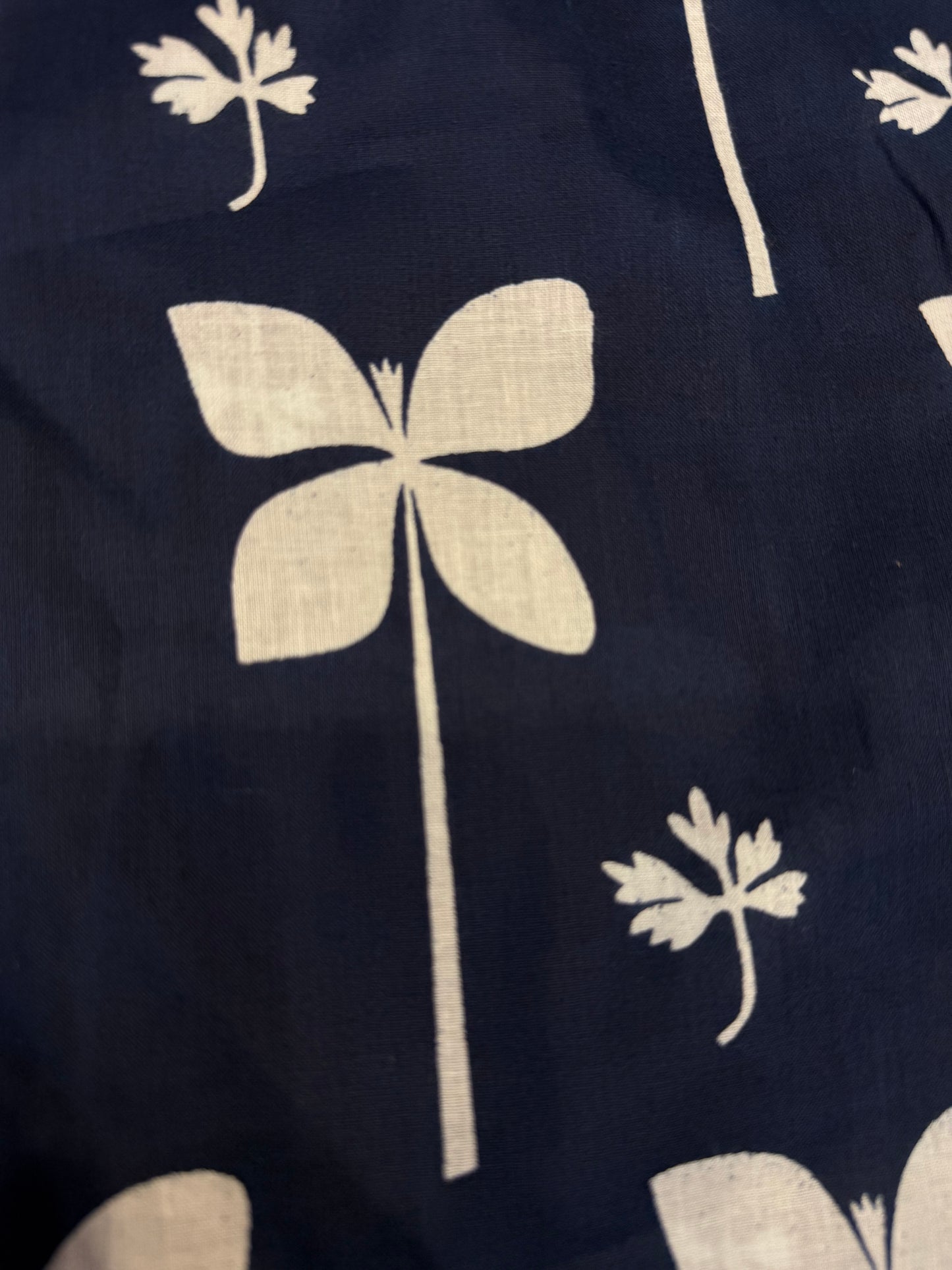 Navy Blue Printed Cotton Kurti With Pant and Dupatta-HSC154