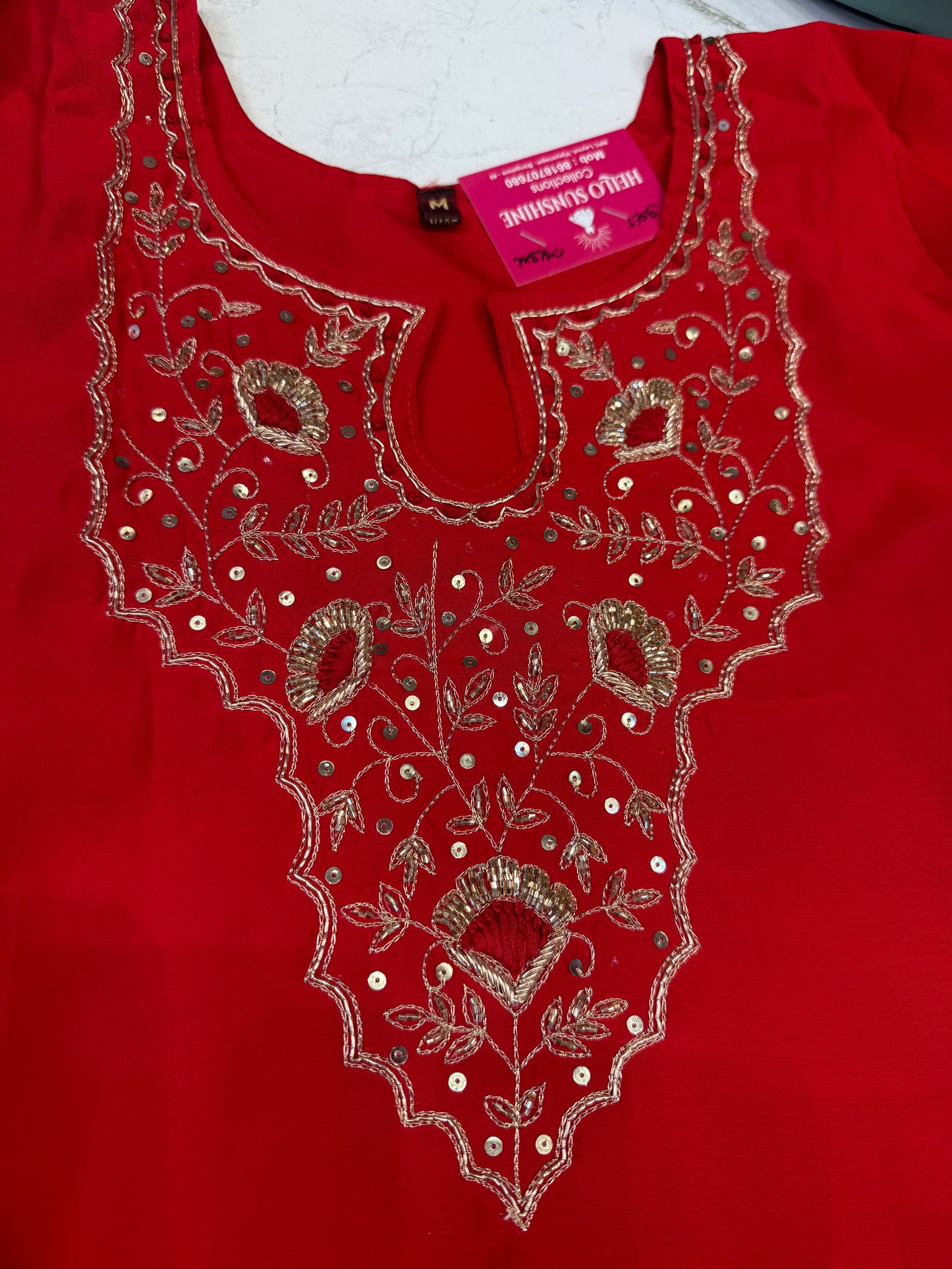 Red Roman Silk Party wear Kurti With Pant and Dupatta
