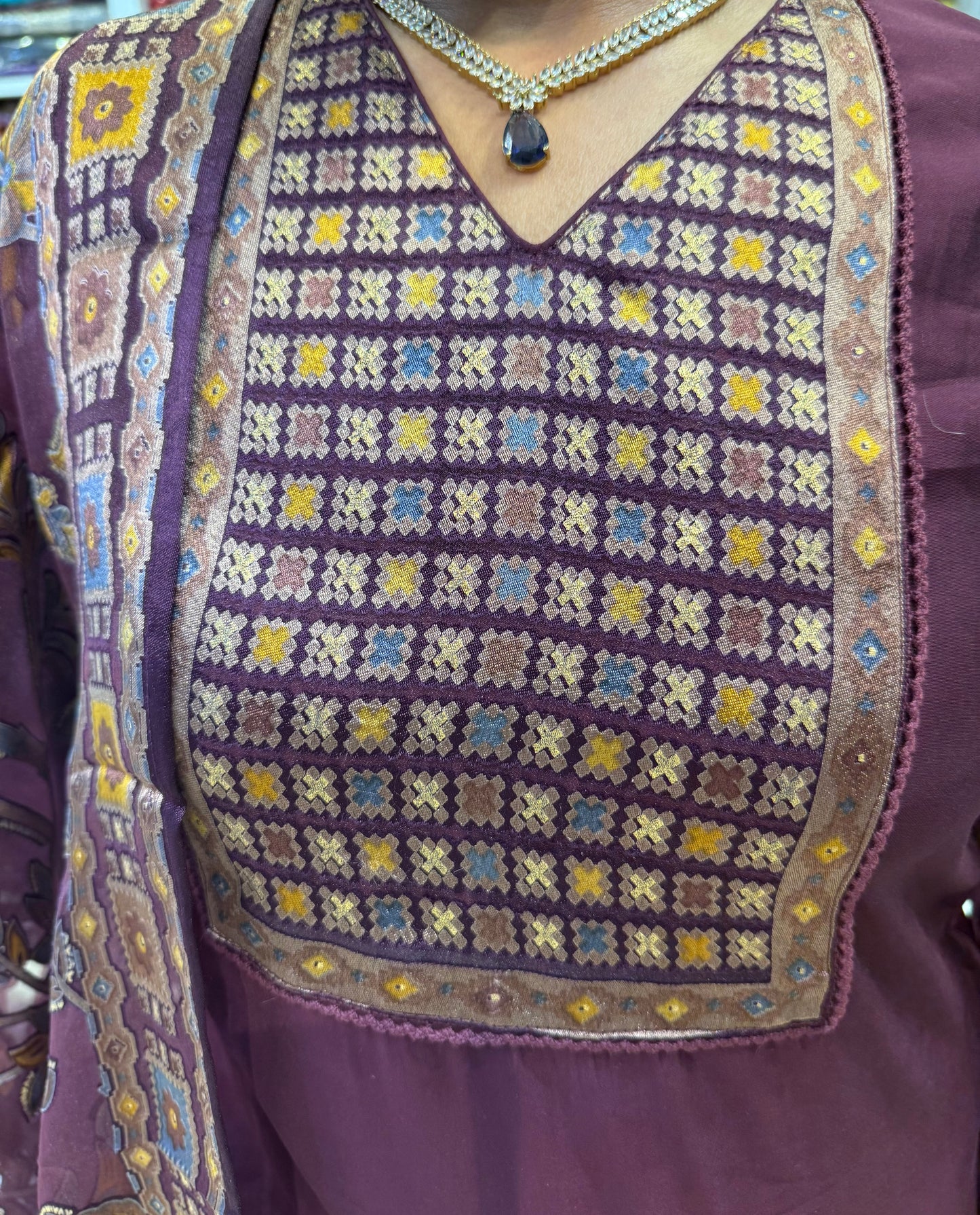 Classy Wine Shade with Beautiful Brasso Dupatta-HSC32