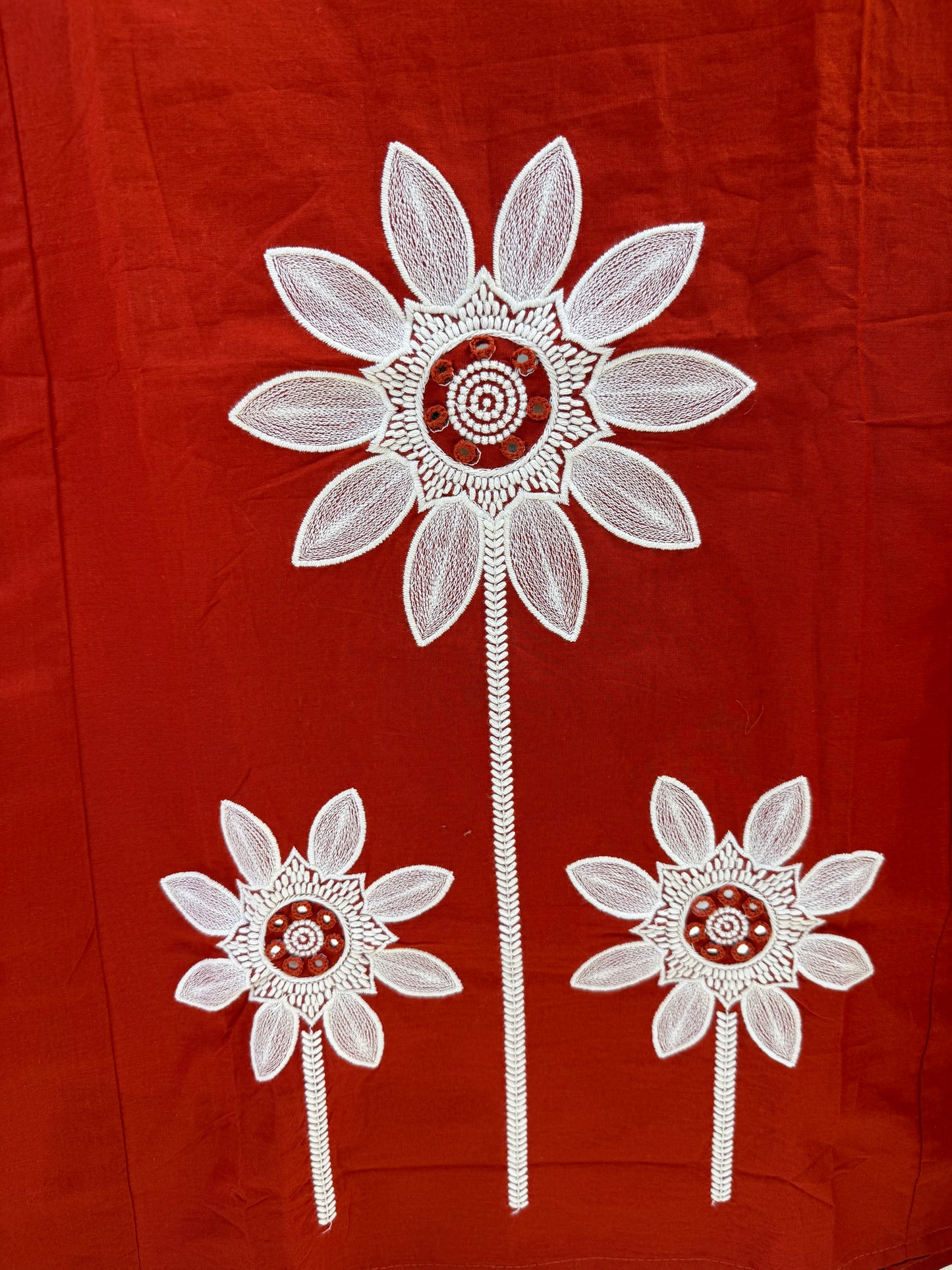 Rust Orange Embroidery Kurti With Pant and Dupatta