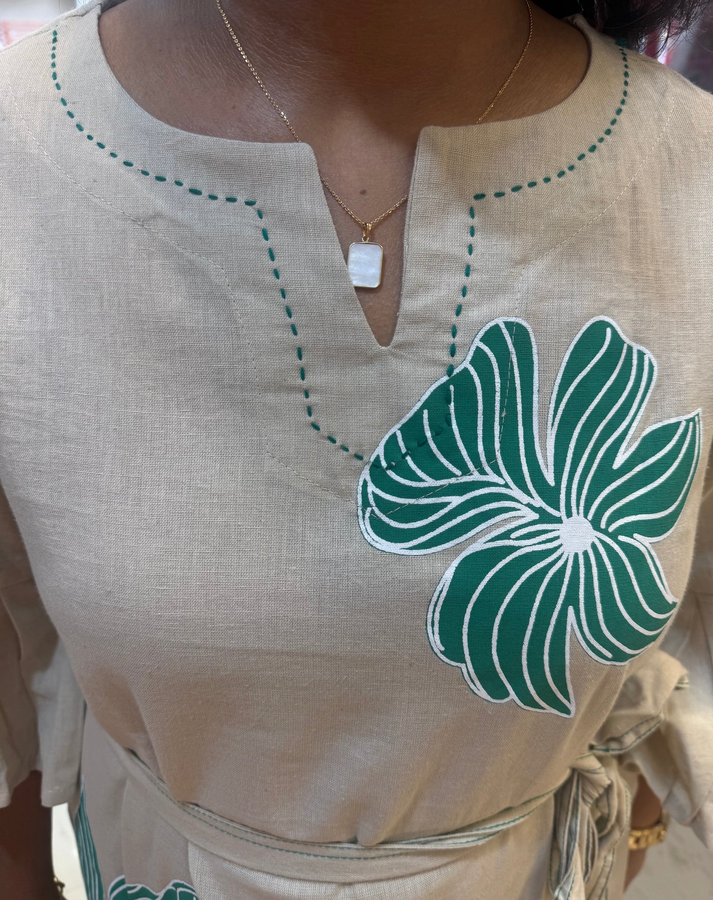 Hand Painted A-line Cotton Dress