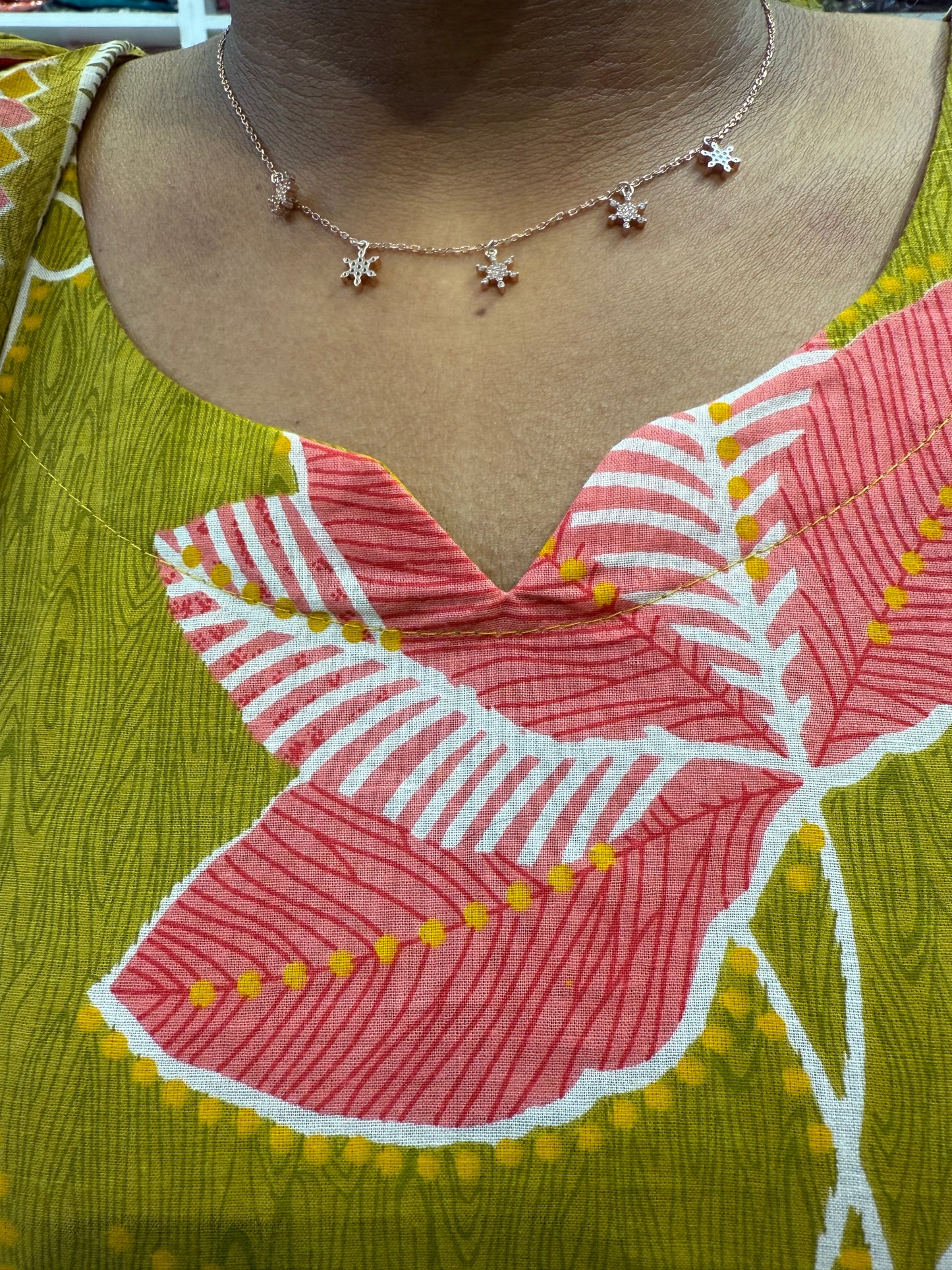 Green Printed Cotton Kurti With Pant and Dupatta