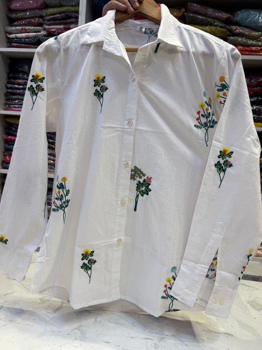 Half white Embroidered Tunics Top