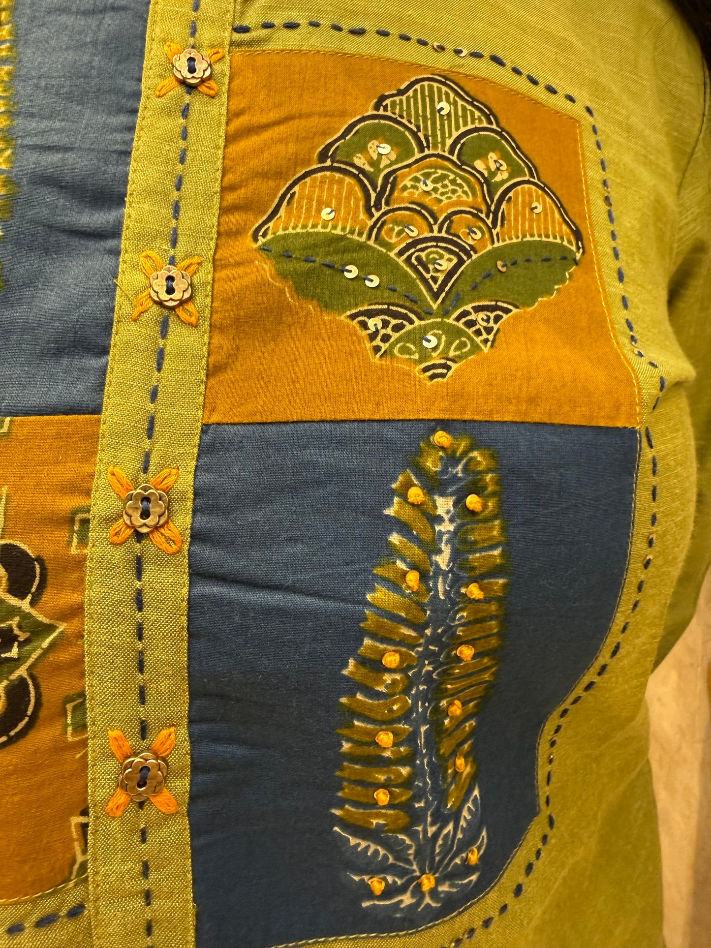 Premium Green Pure Cotton Embroidered Kurti - HSC1167