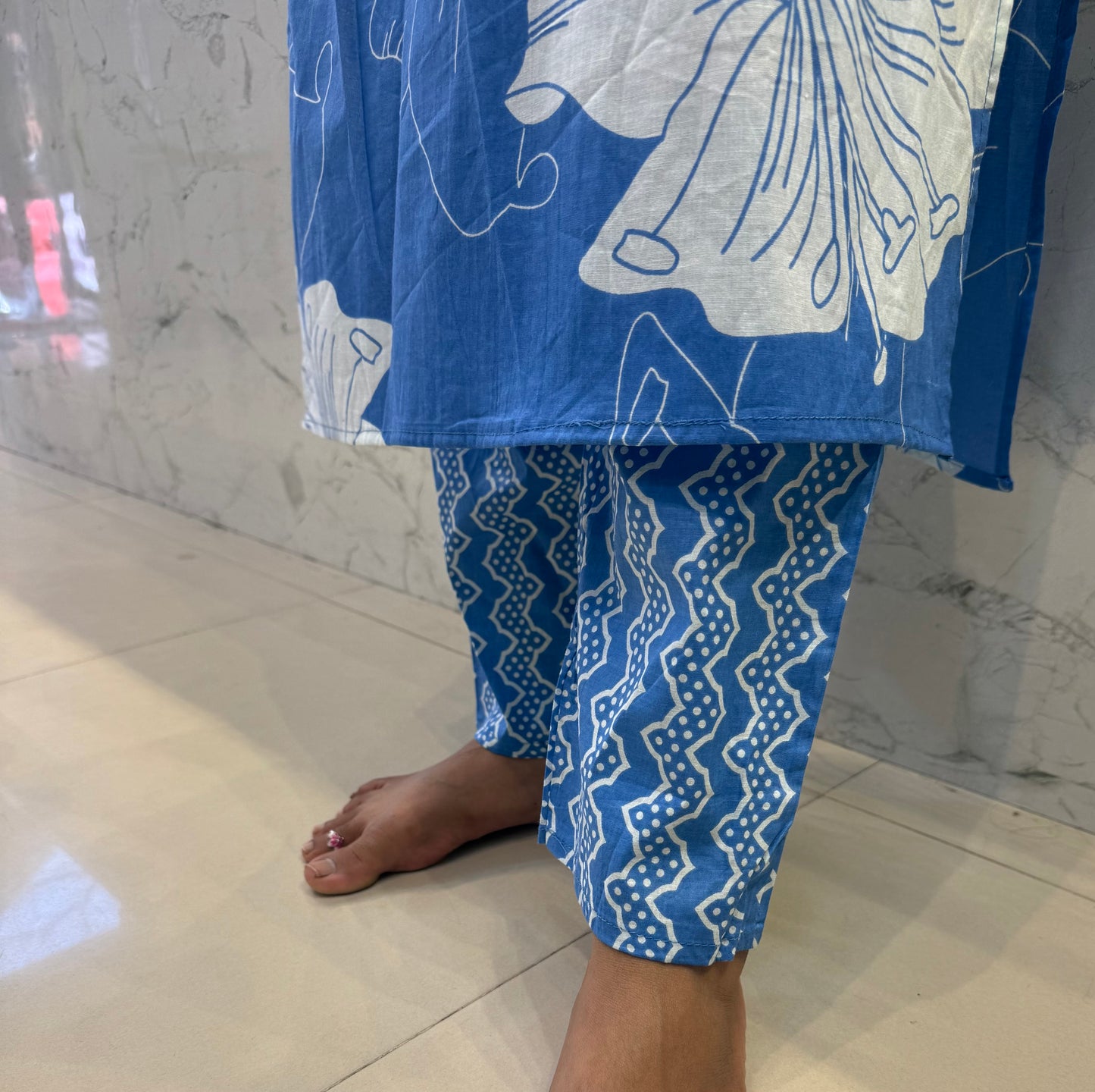 Sky Blue Printed Cotton Co-ords Set