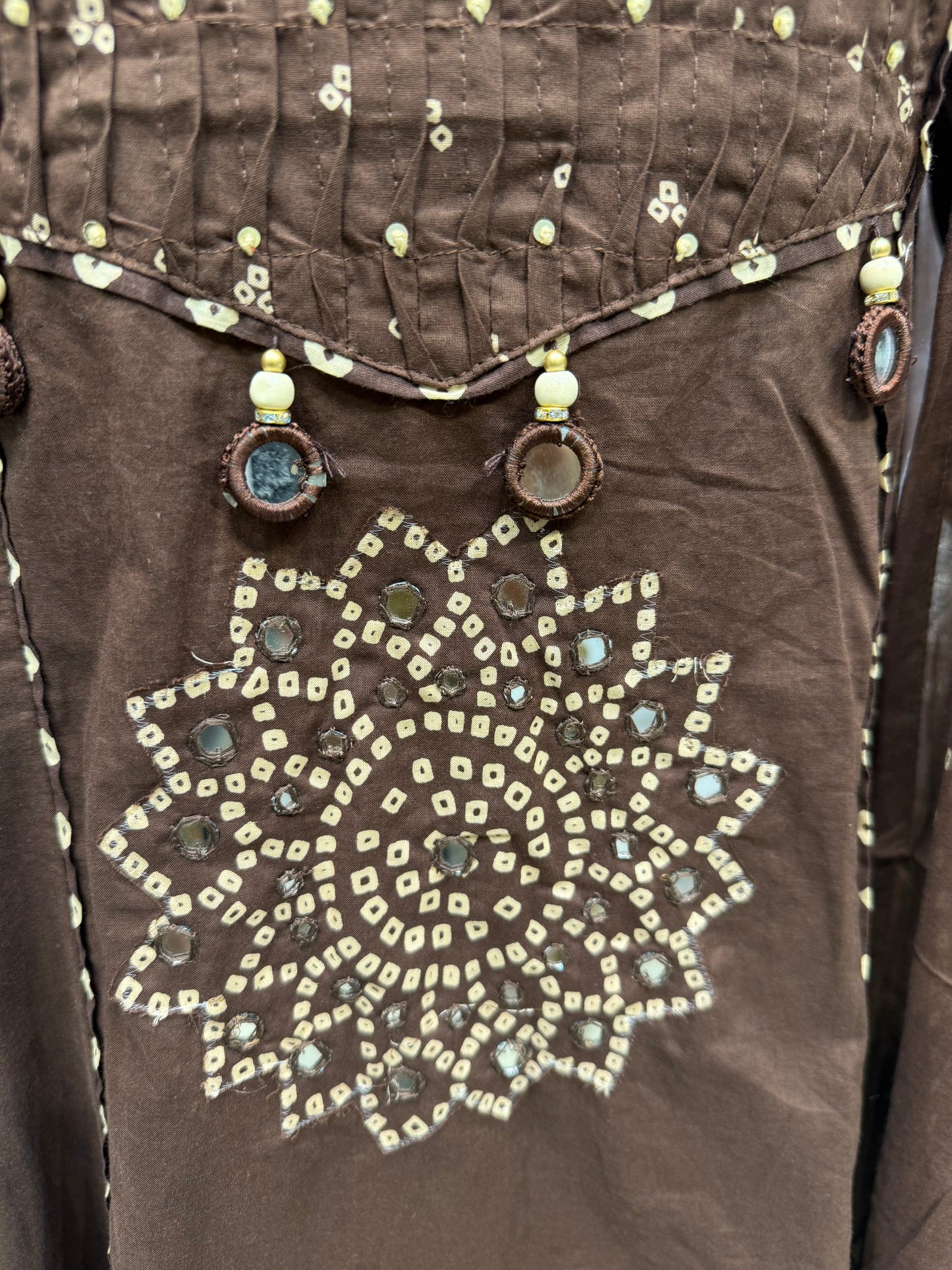 Brown Anarkali Pure Cotton Kurti With Pant and Dupatta