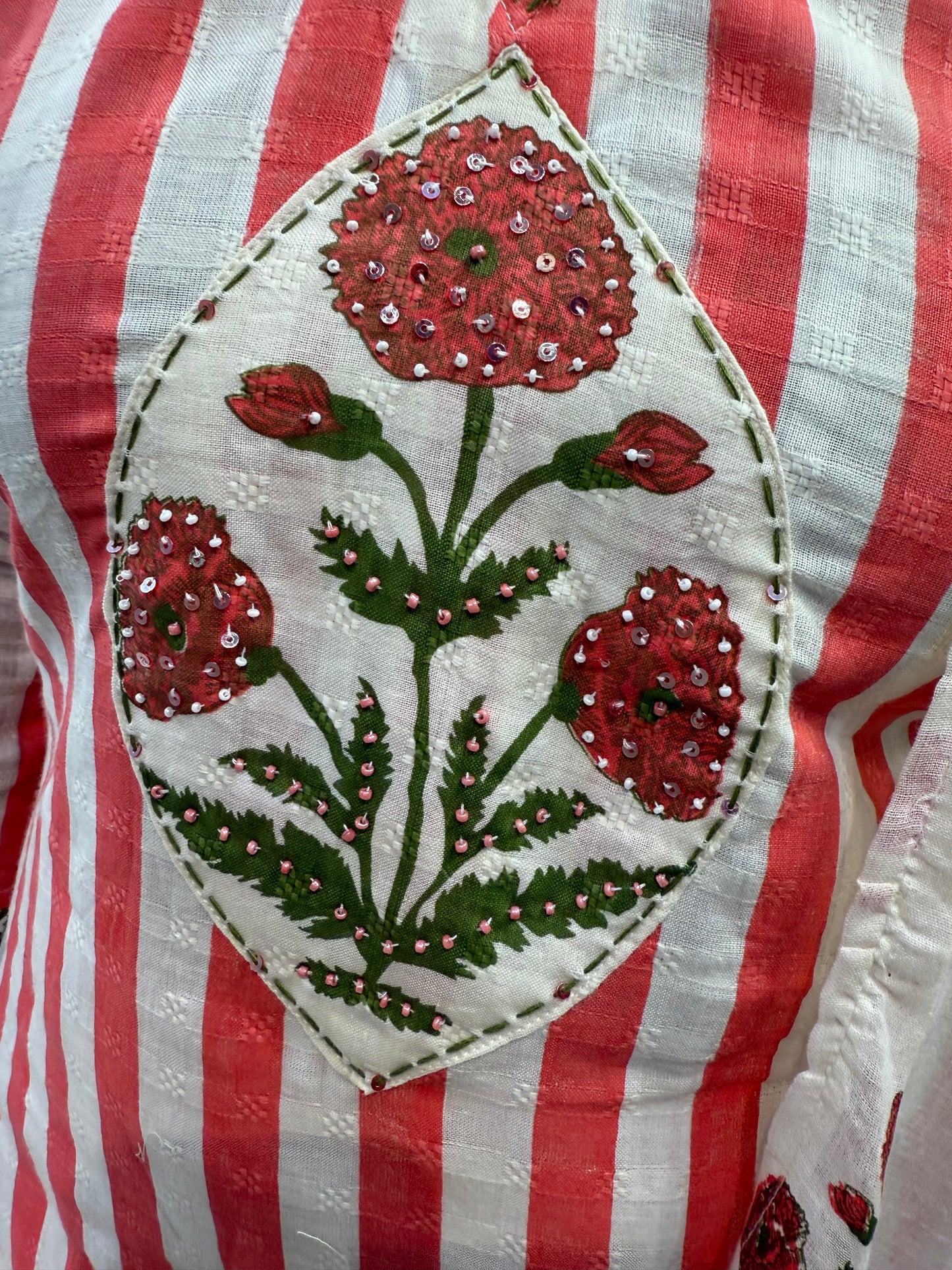 Stripes Pure linen Cotton Kurti With Pant and Mogal Printed Dupatta-HSC36
