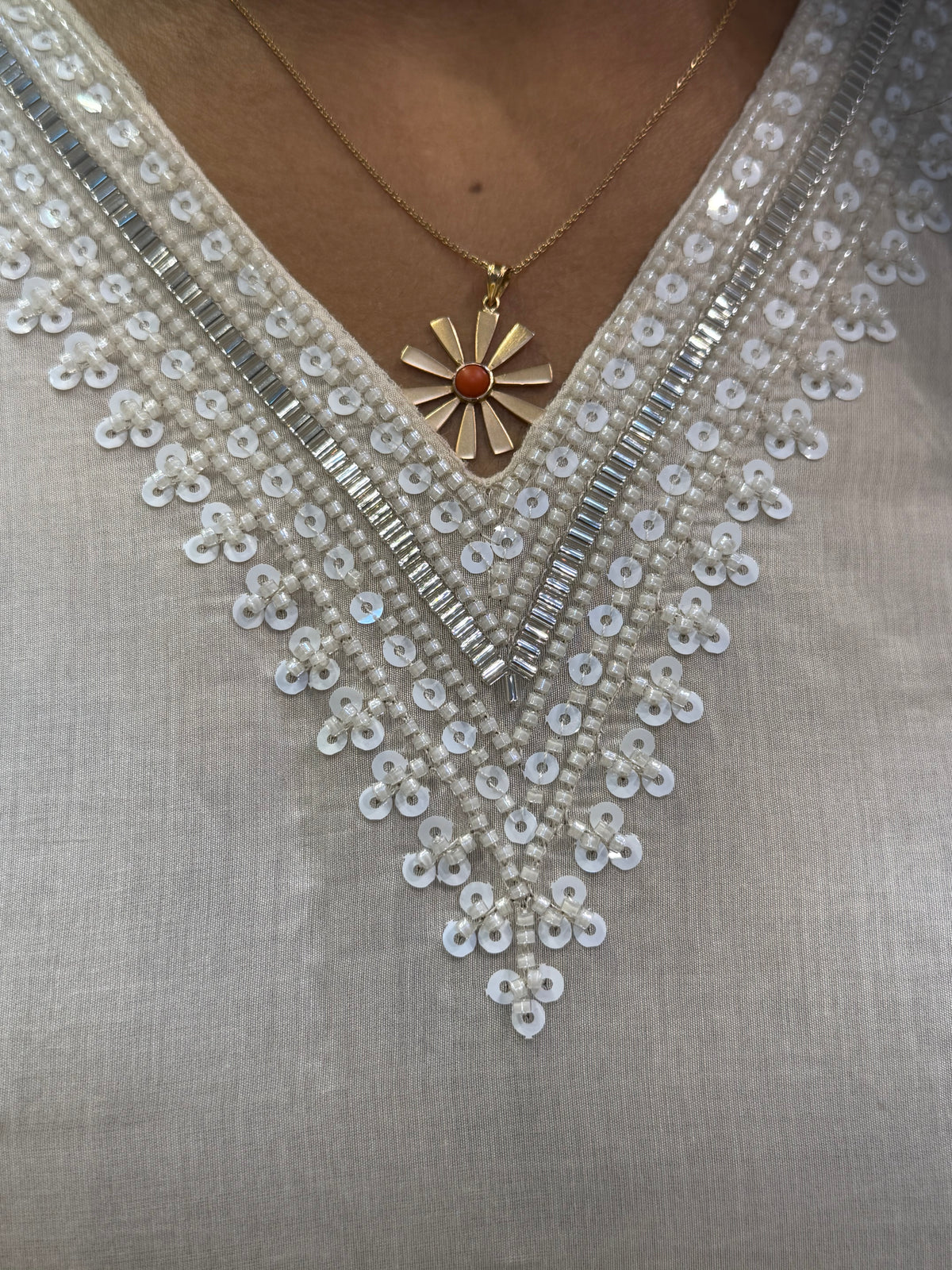 Ombre Half White Hand Embroidery Kurti With Pant and Dupatta - HSC1182