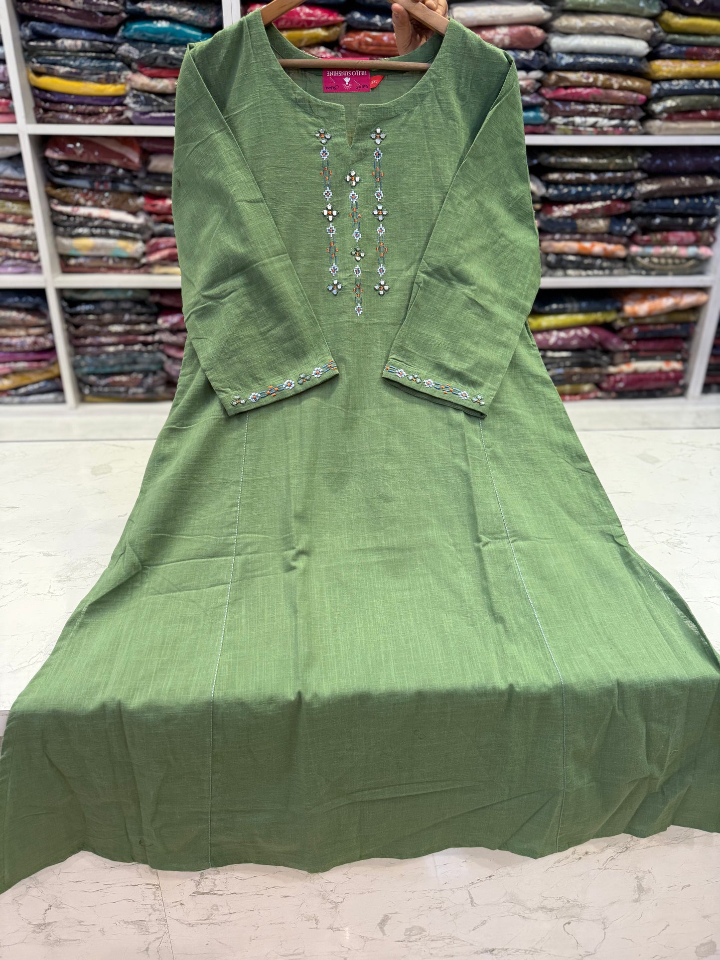 Green Pure Cotton Kurti