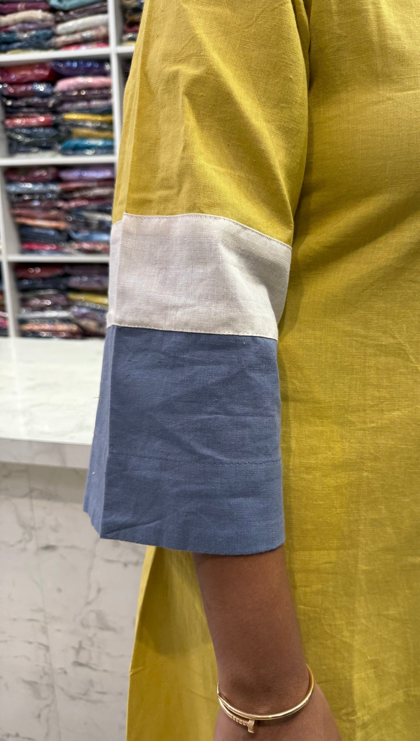 Pure Cotton Flex Mustard Dress-HSC21