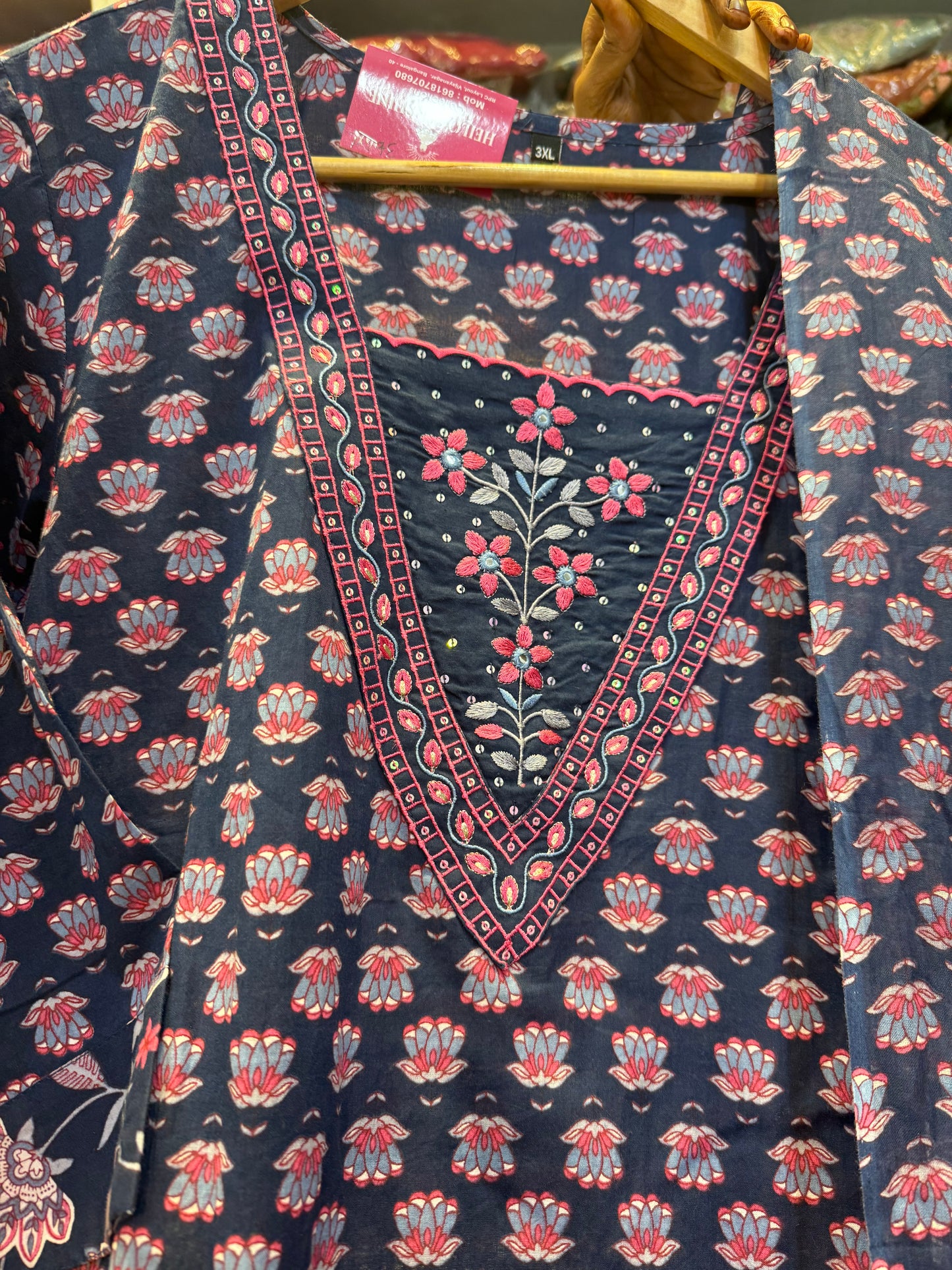 Blue Cotton Printed Salwar Set