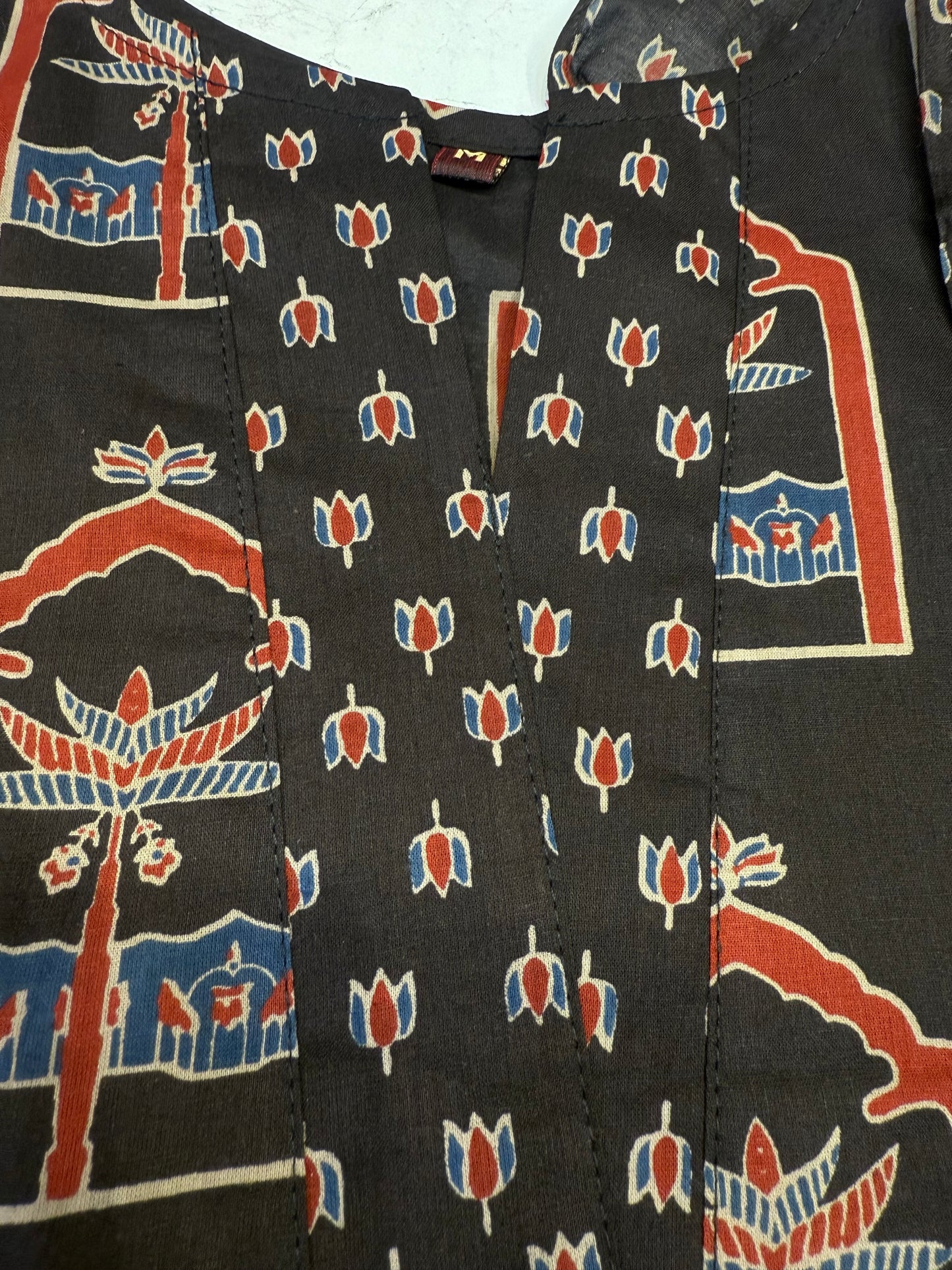 Printed Black Pure Cotton Kurti With Pant and Dupatta