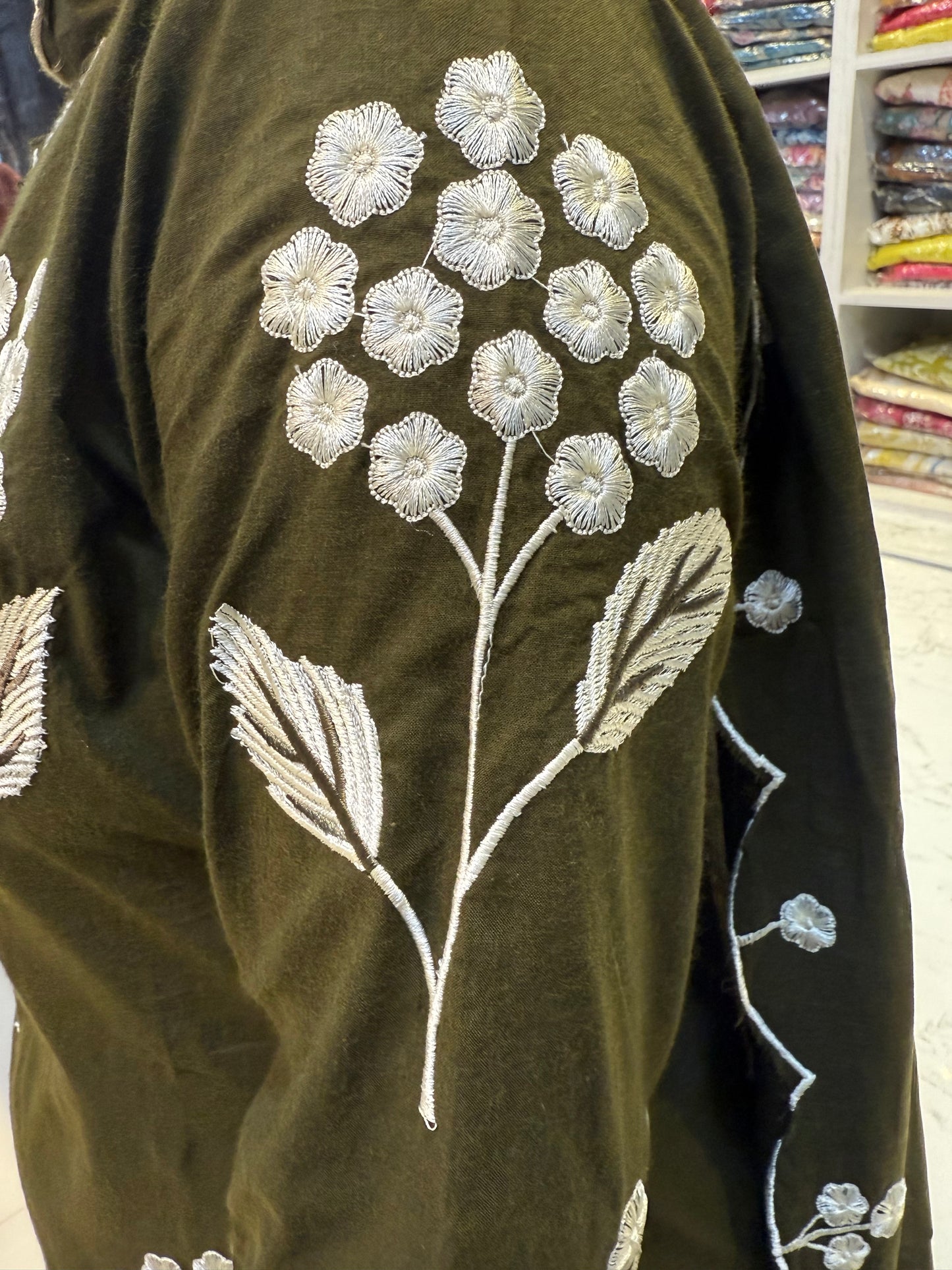 Embroidery Work kurti with Pant and Scallop Cut Work Dupatta