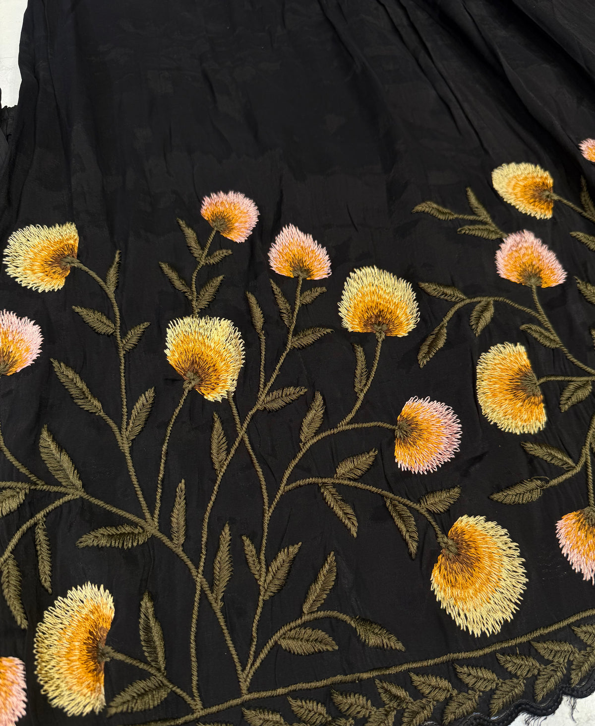 Black Embroidery A-line Kurti With Pant and Dupatta - HSC1189