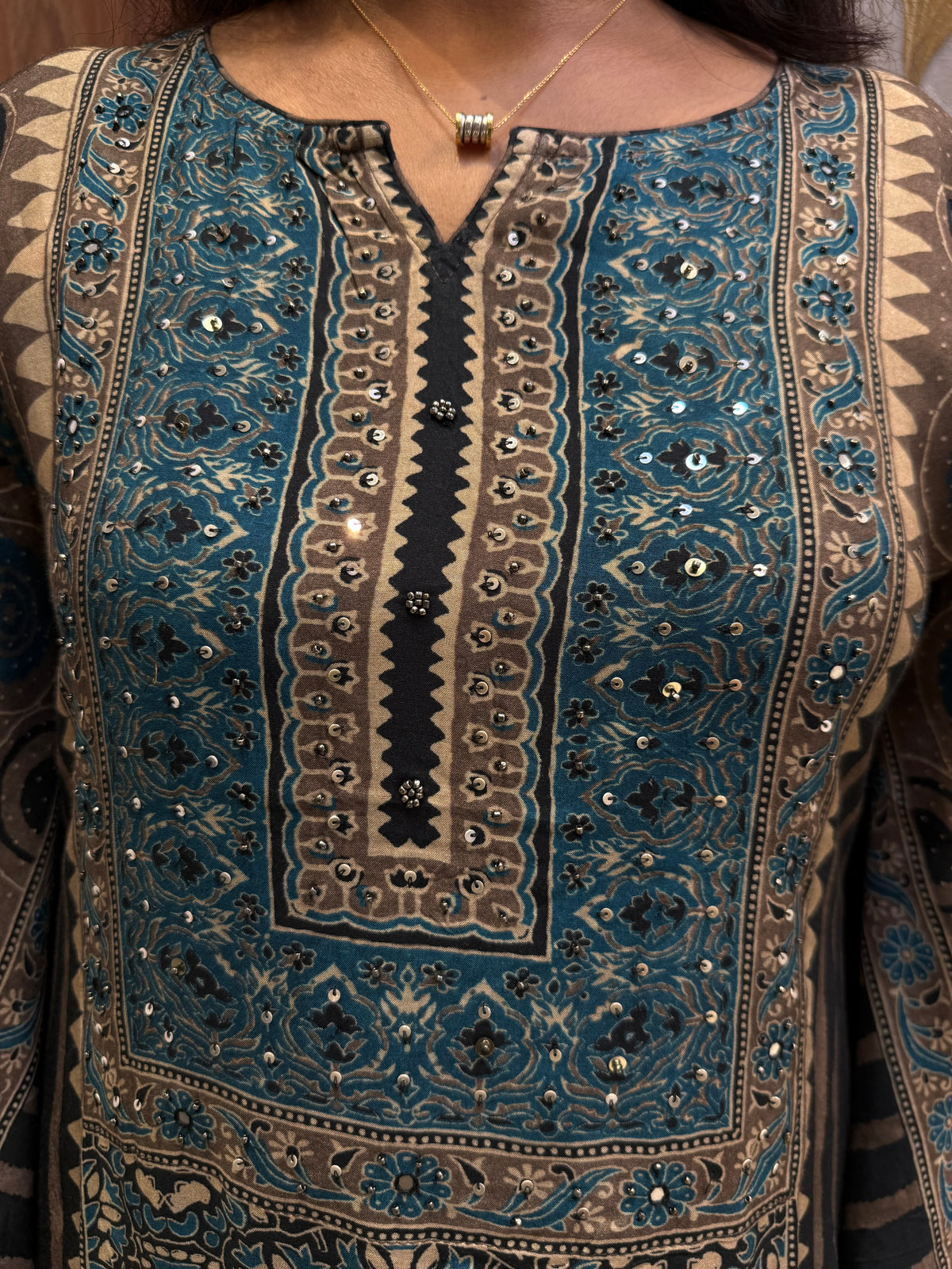 Kaftan Pure Crepe Kurti With Pant -HSC1324