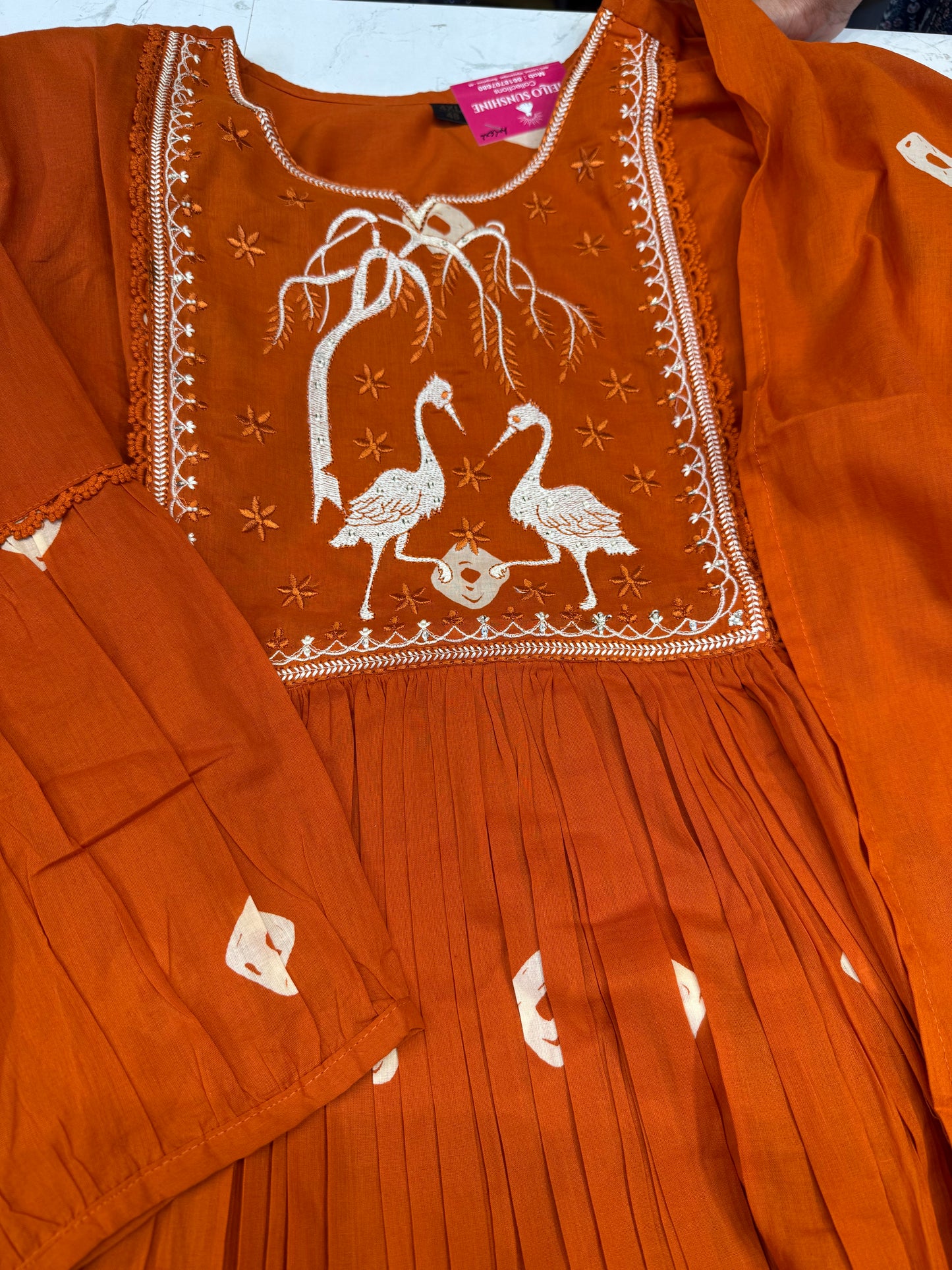 Pure Cotton Bandini Printed Kurti with Pant and Dupatta