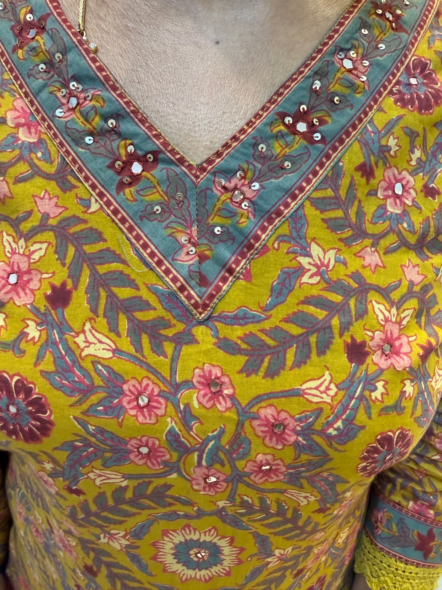 Afghani Mustard Pure Cotton Kurti Set-HSC117