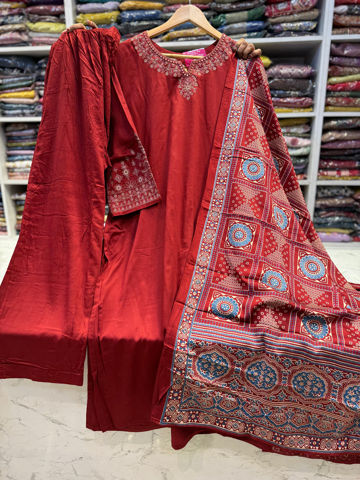 Soft Gajji Silk Kurti With Pant and Arjak Dupatta - HSC1206