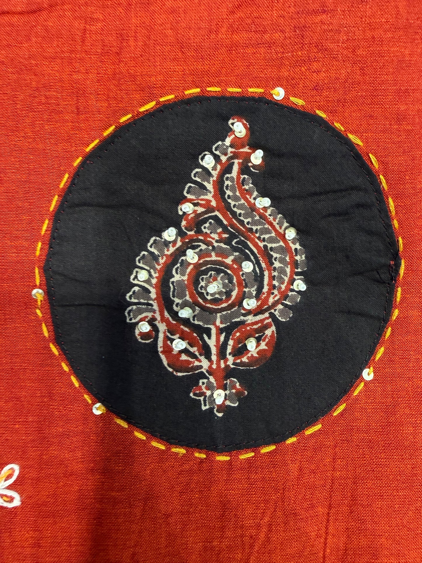 Premium Rust Orange Pure Cotton Embroidered Kurti - HSC1167
