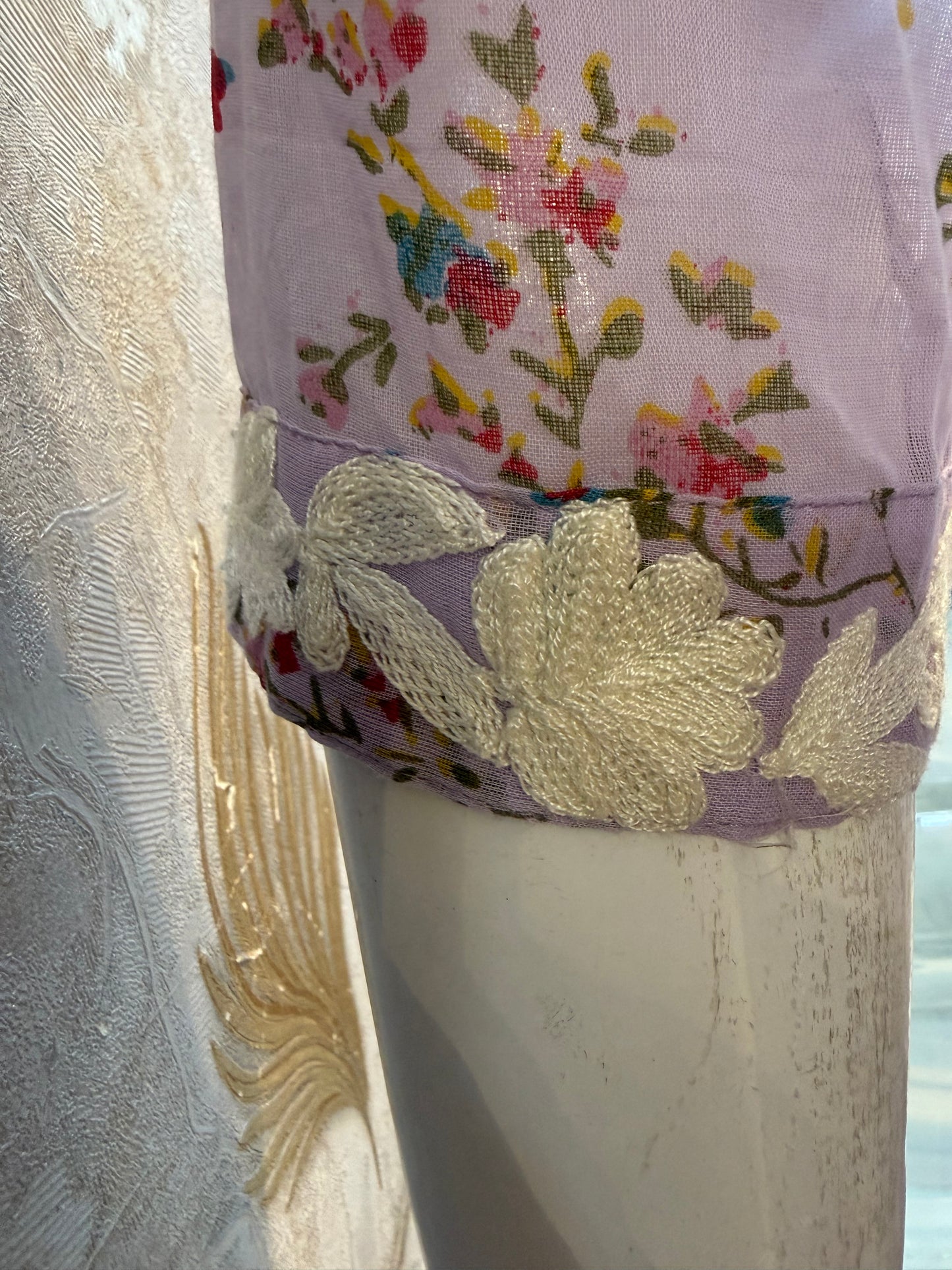 Lilac Chikankari Mul Cotton Straight Kurta with Pant and Dupatta-HSC160