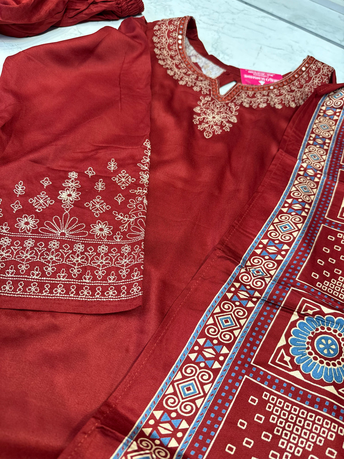 Soft Gajji Silk Kurti With Pant and Arjak Dupatta - HSC1206