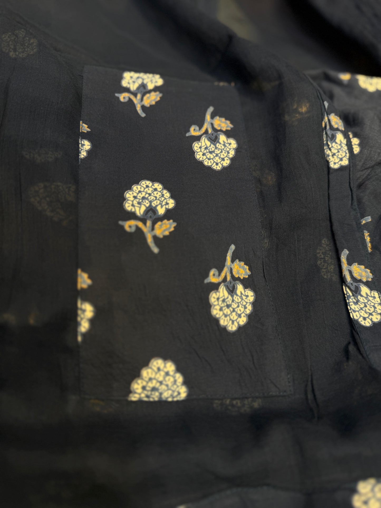 Indigo Pure Cotton Applique Kurti With Pant and Dupatta