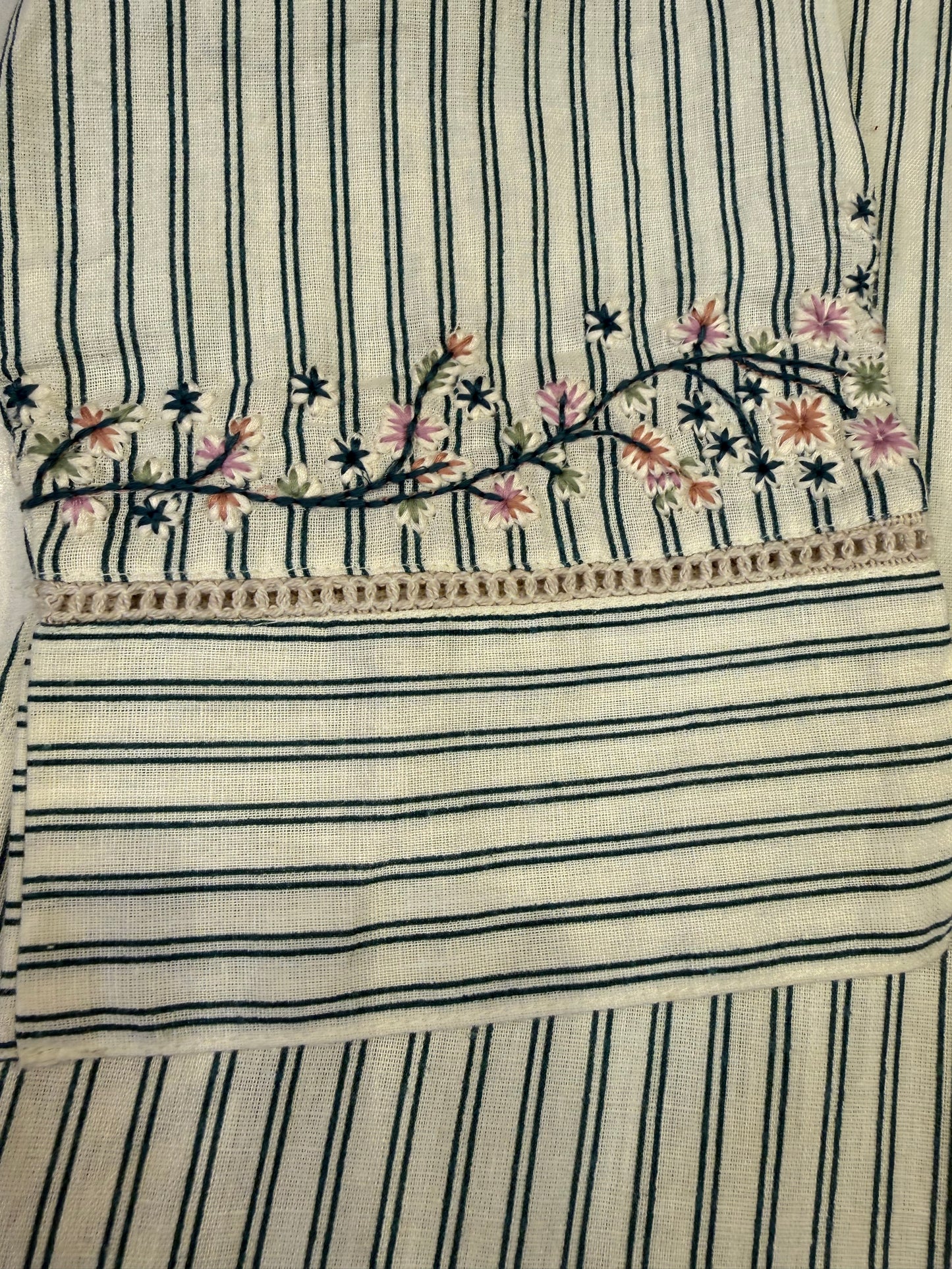 Stripes Embroidered Pure Cotton Kurti