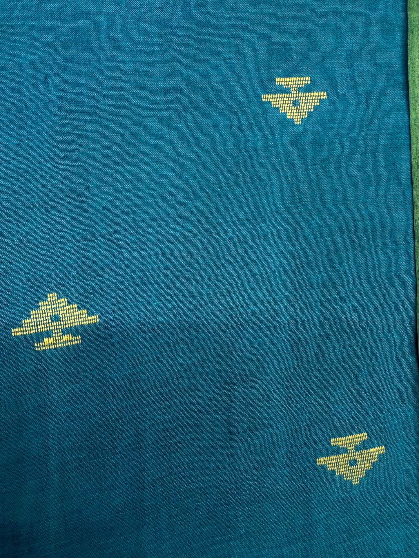 Teal Blue Pure Handloom Patch Work HandWork Kurti With Pant and Dupatta - HSC1146
