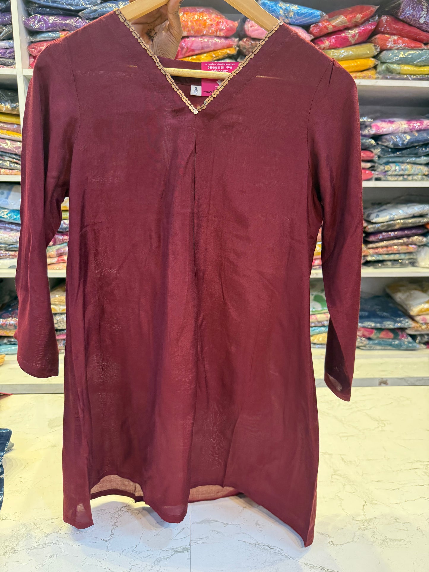 Pure Muslin v neck Tunics tops