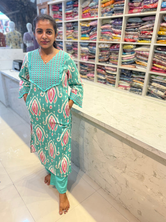 COTTON KURTI PANT SET