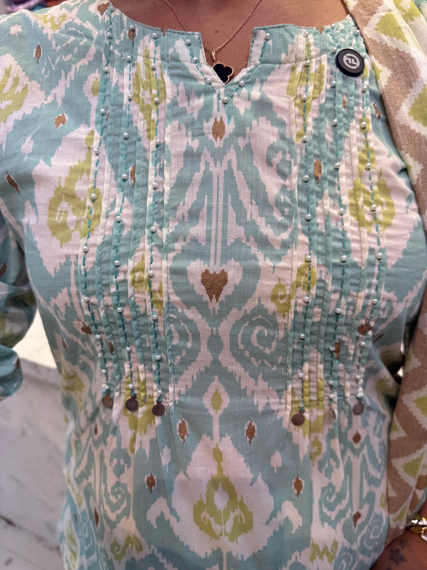 Cotton salwar set with lace detailing