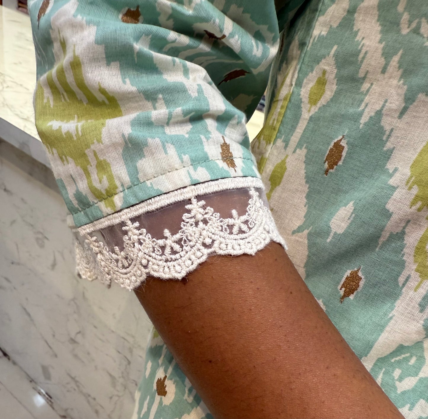 Cotton salwar set with lace detailing