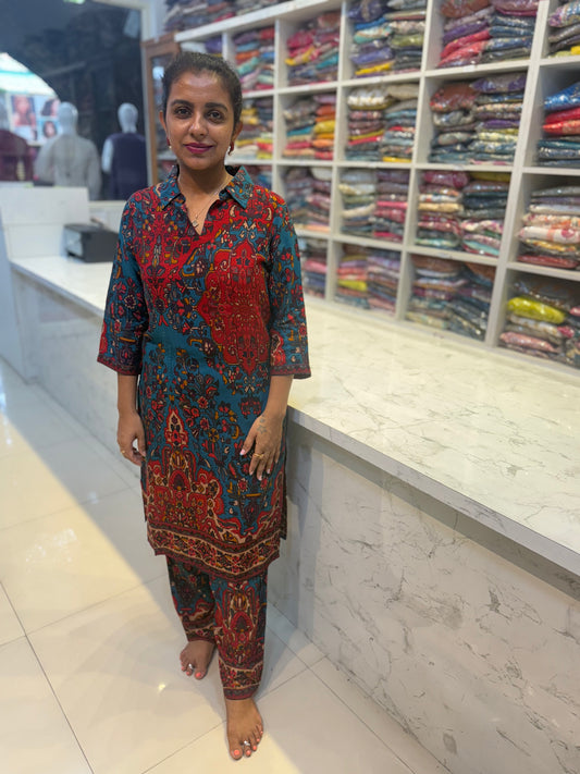 Soft Capsule fabric co-ords set with mutli-colour print