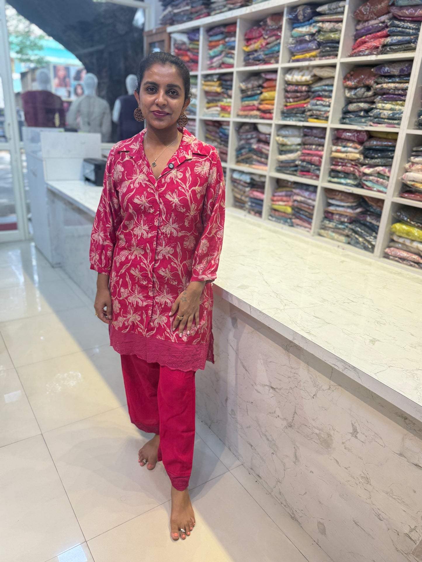 Trending Co-ords set with collar neck with amazing lace detailings