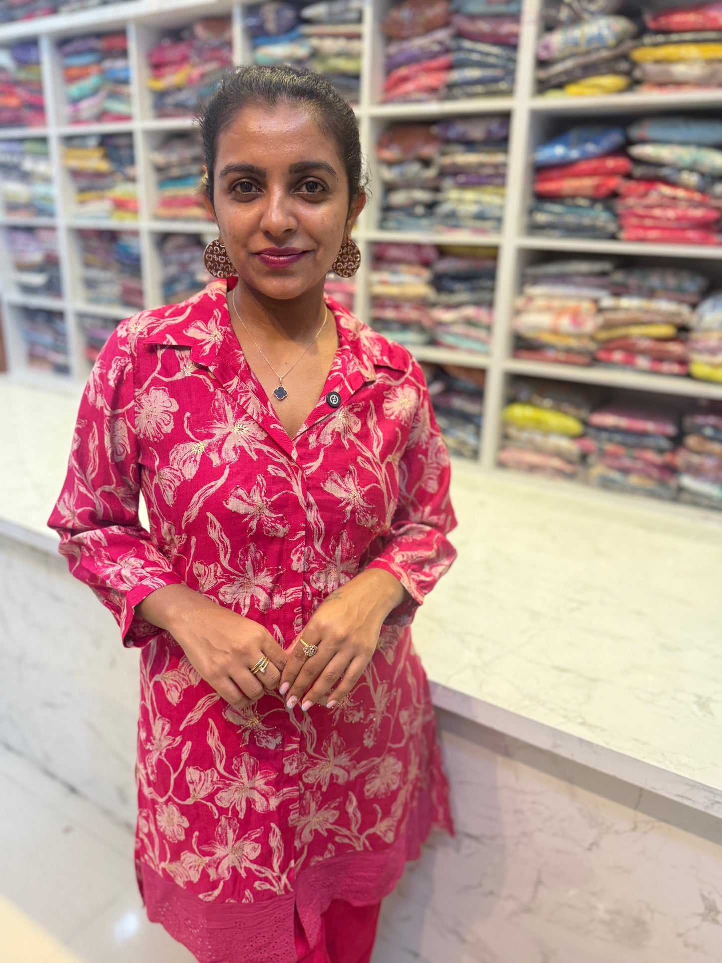 Trending Co-ords set with collar neck with amazing lace detailings